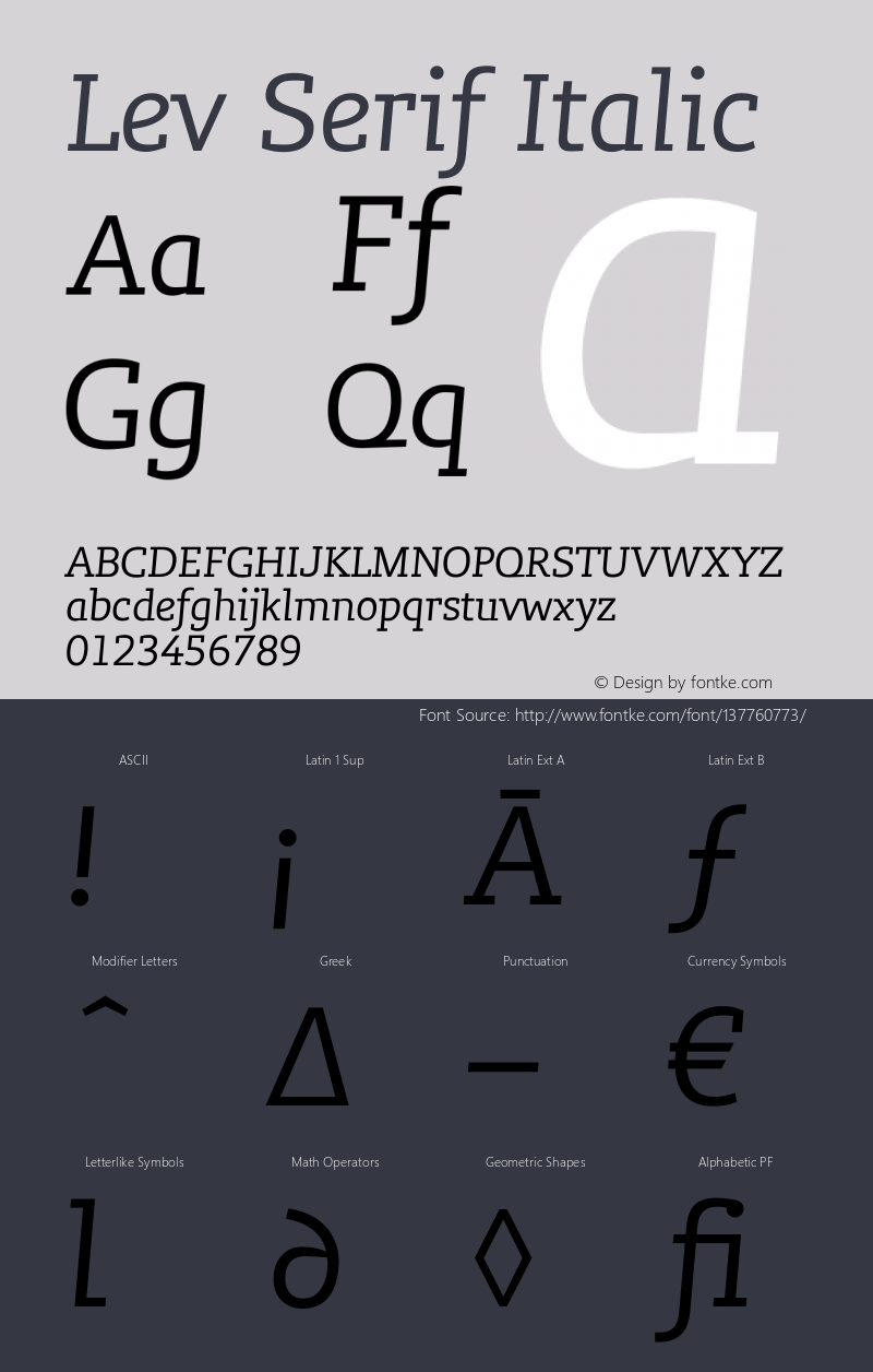 Lev Serif Italic Version 1.002 Font Sample