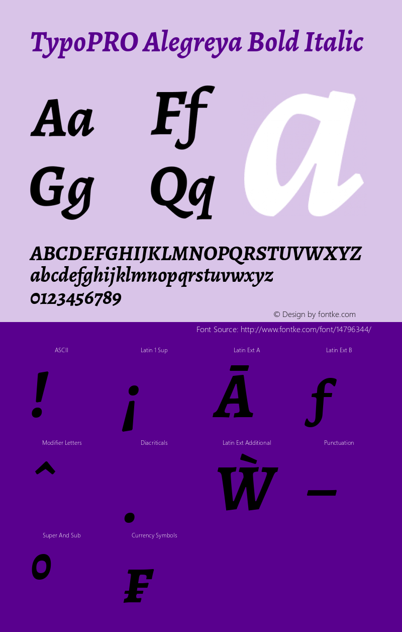 TypoPRO Alegreya Bold Italic Version 1.003 Font Sample