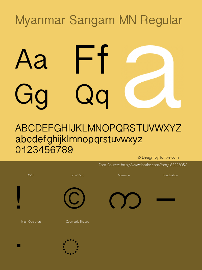 Myanmar Sangam MN Regular 7.0d2e1 Font Sample