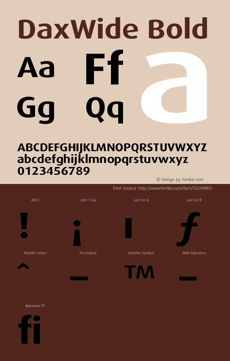 DaxWide Bold Version 001.000 Font Sample