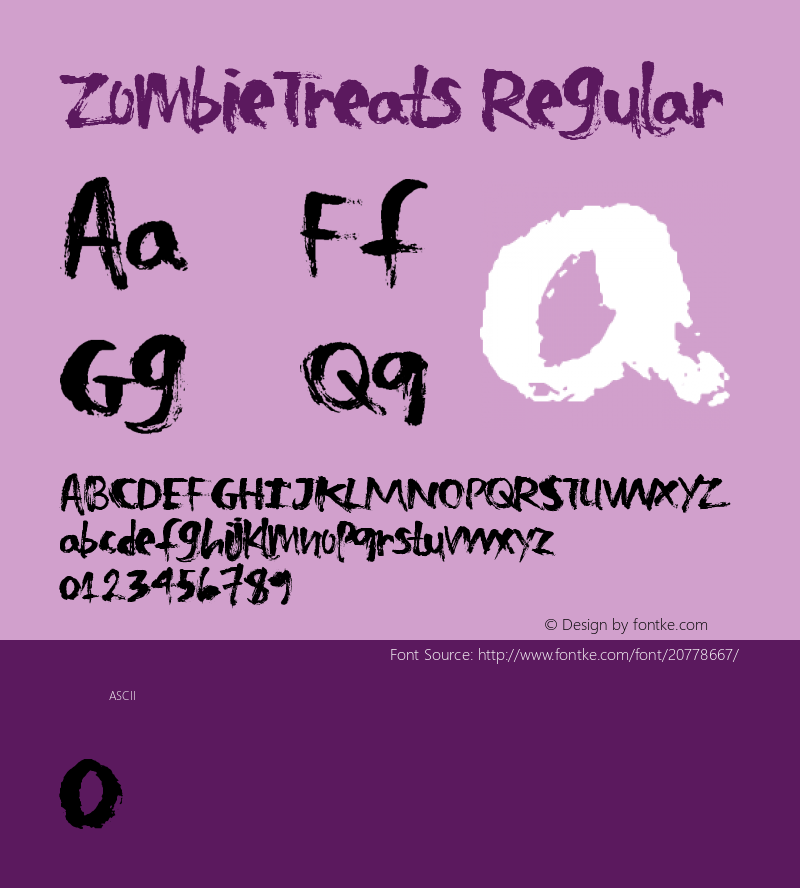 ZombieTreats Version 1.00 October 30, 2014, initial release Font Sample