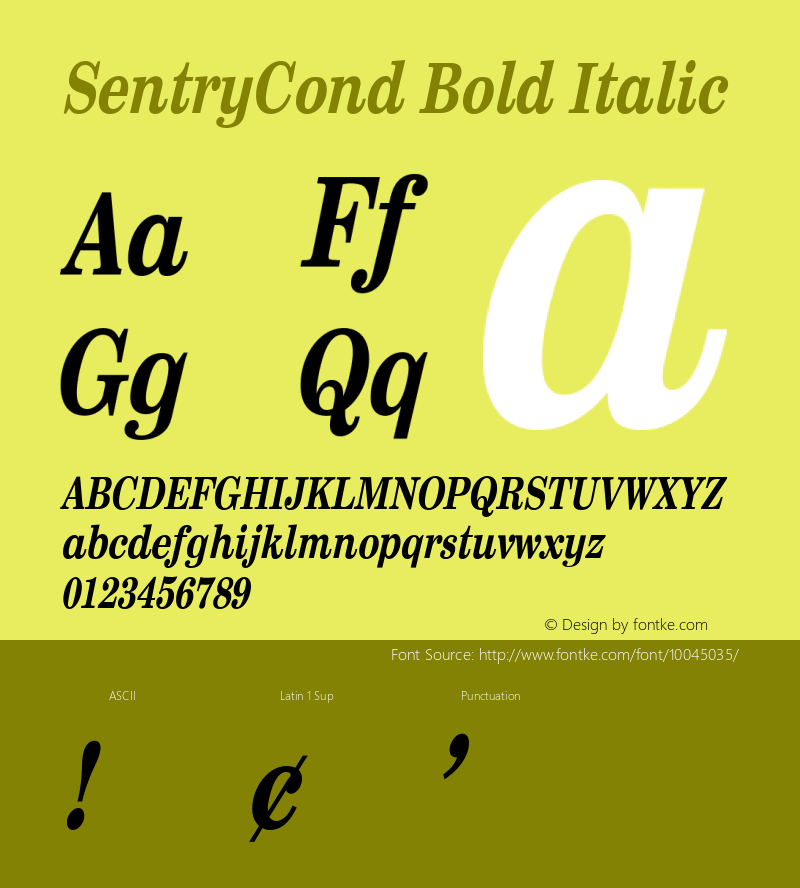 SentryCond Bold Italic 001.001 Font Sample