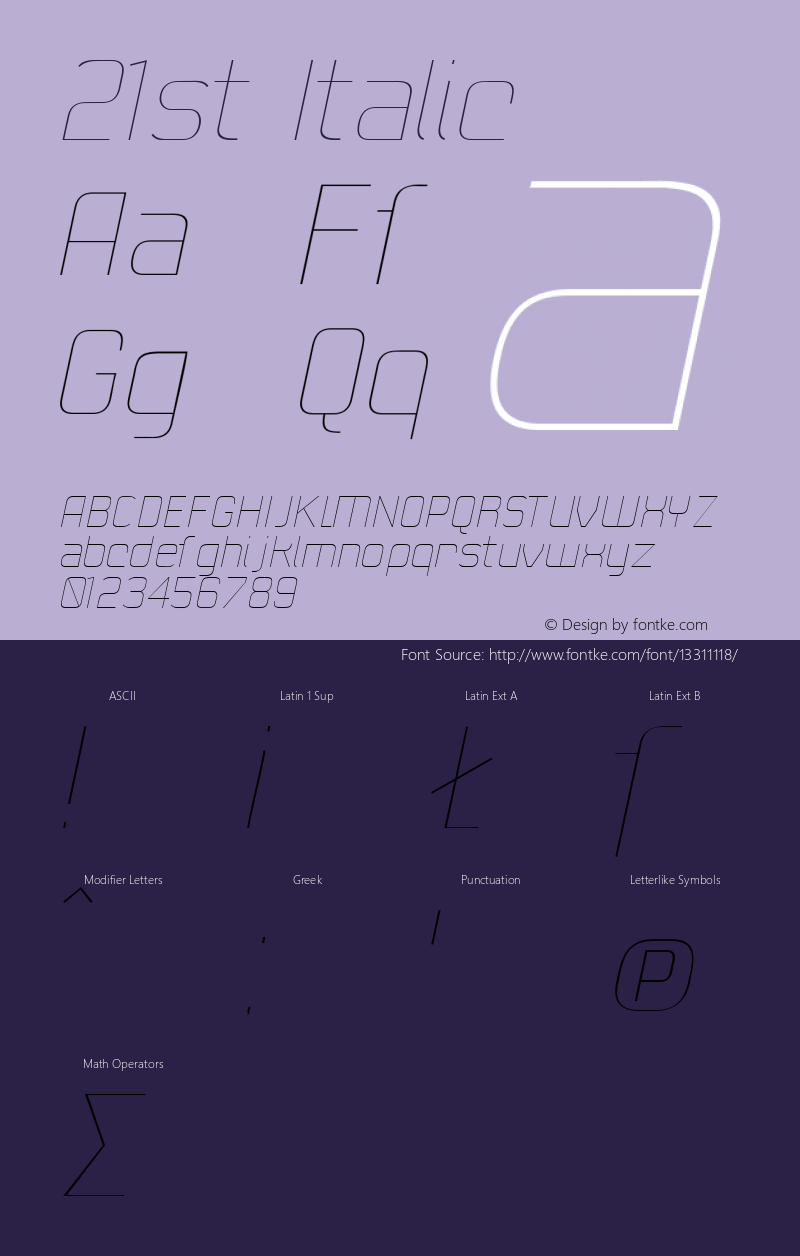 21st Italic Version 1.00 Font Sample