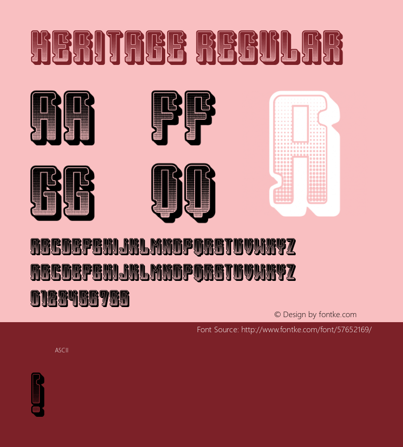 Heritage Regular Version 1.000 Font Sample