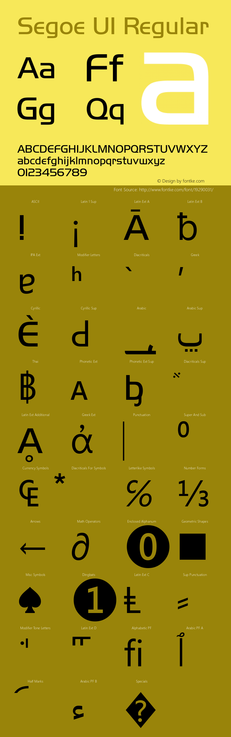 Segoe UI Version 5.01 Font Sample