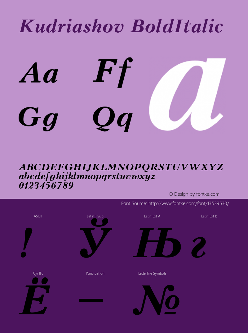 Kudriashov BoldItalic 001.000 Font Sample