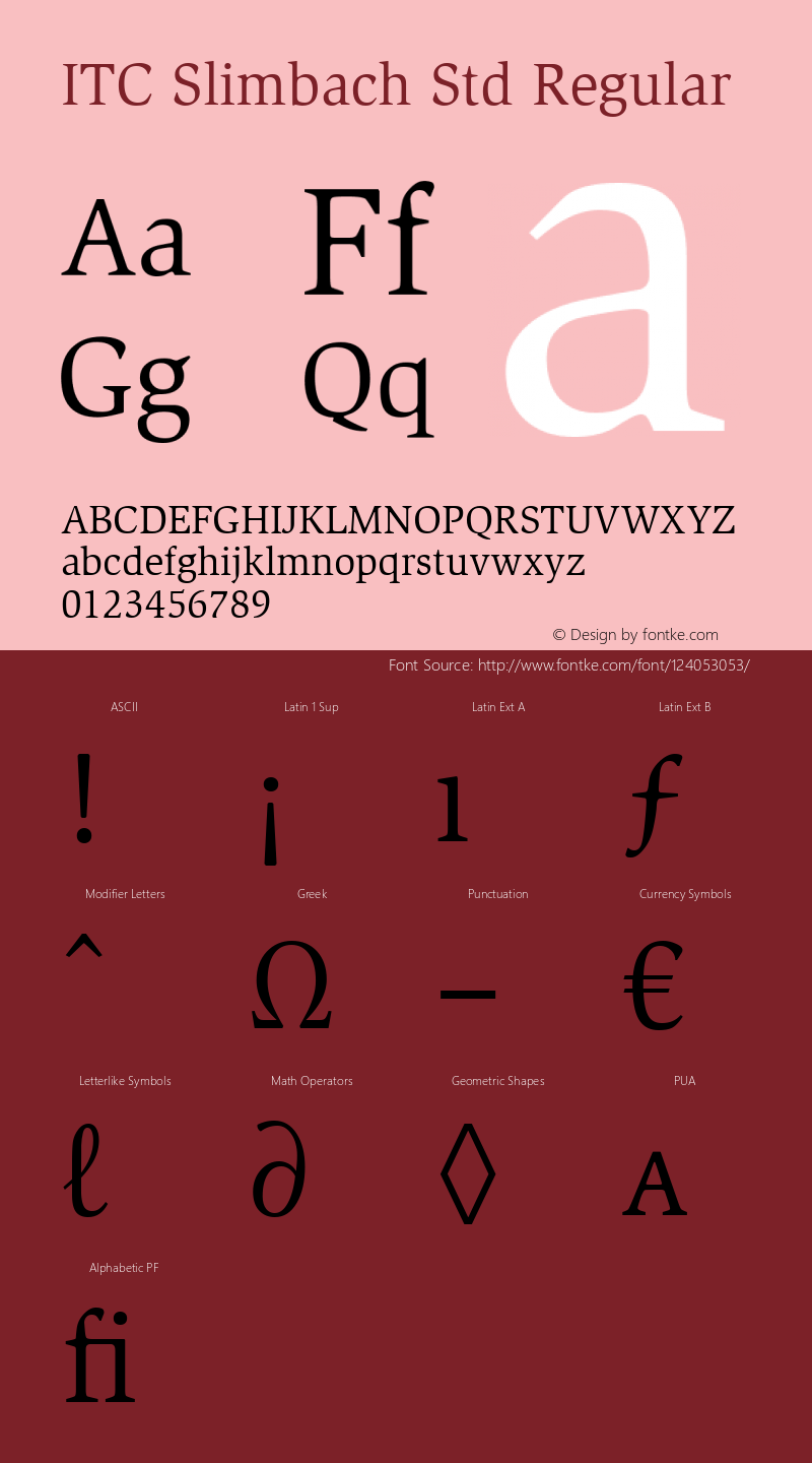 ITC Slimbach Std Book Version 1.00 Build 1000 Font Sample