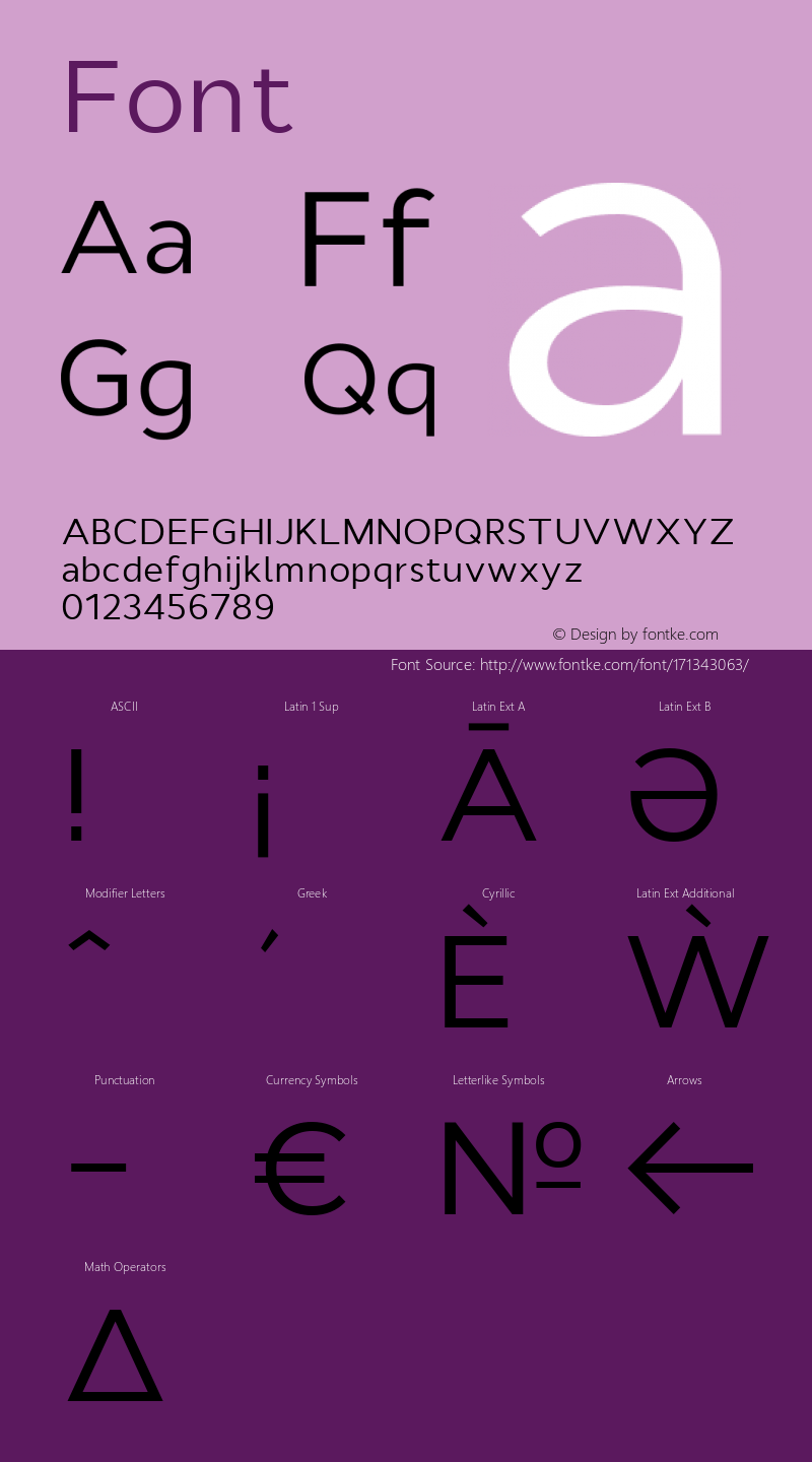 Font ☞ Version 1.00 August 28, 2014, initial release图片样张