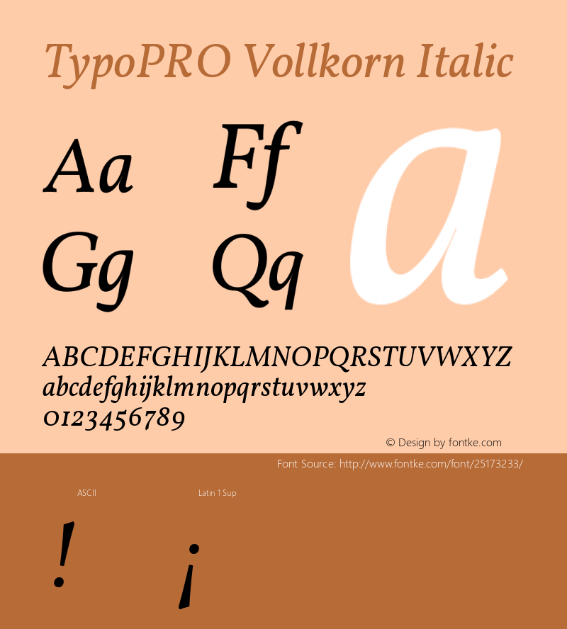 TypoPRO Vollkorn Italic Version 4.015 Font Sample