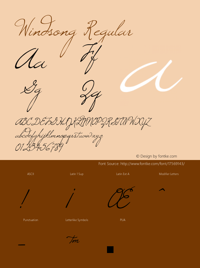 Windsong Regular Macromedia Fontographer 4.1 8/5/98 Font Sample