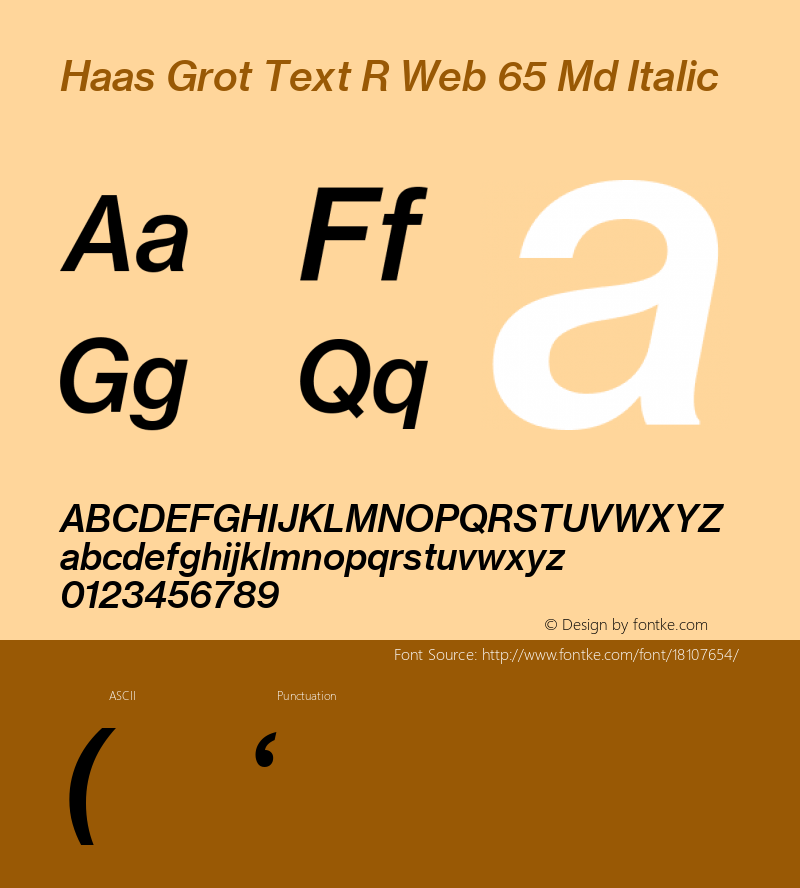 Haas Grot Text R Web 65 Md Italic Version 001.000 2011 Font Sample