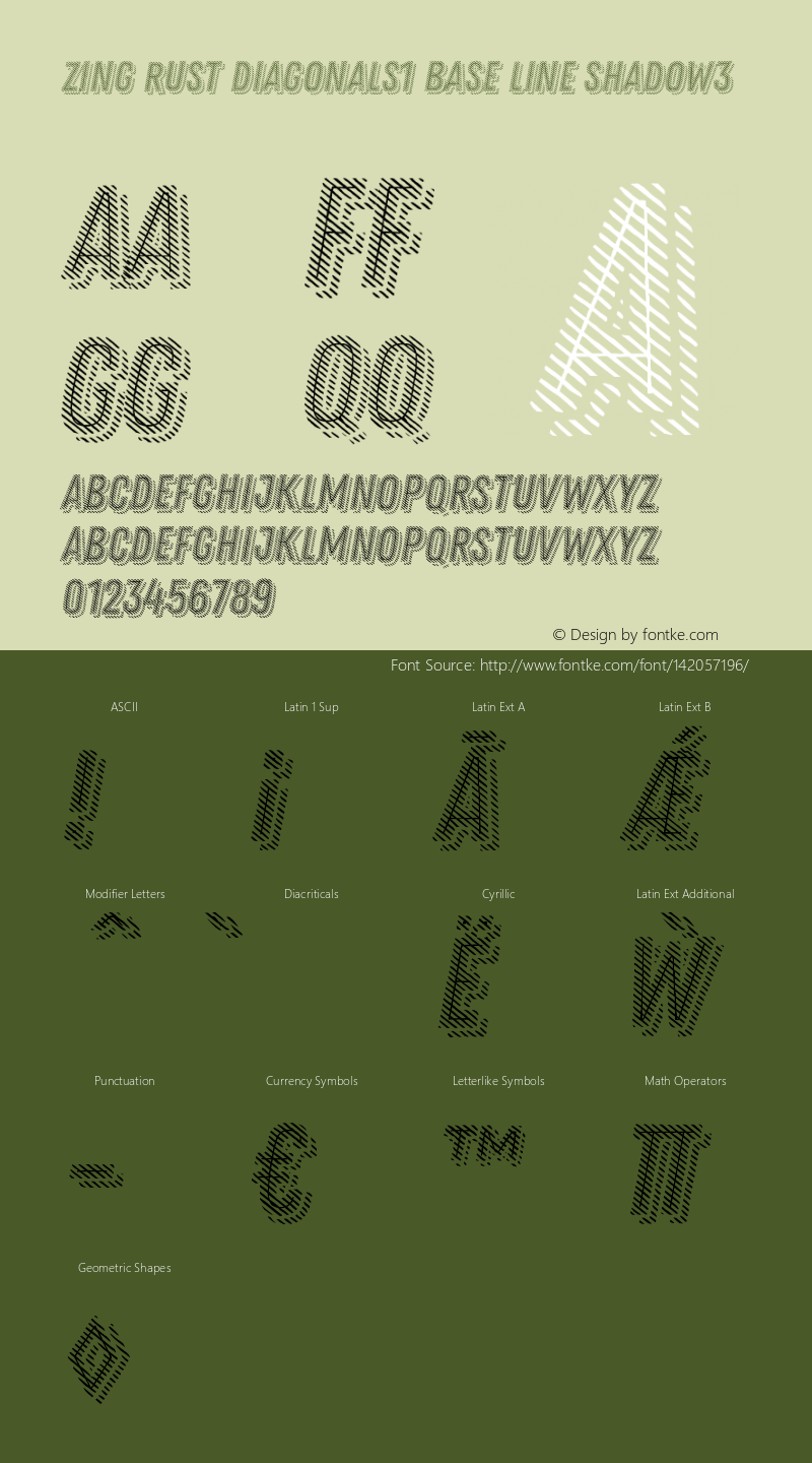 Zing Rust Diagonals1 Base Line Shadow3 Version 1.000 Font Sample