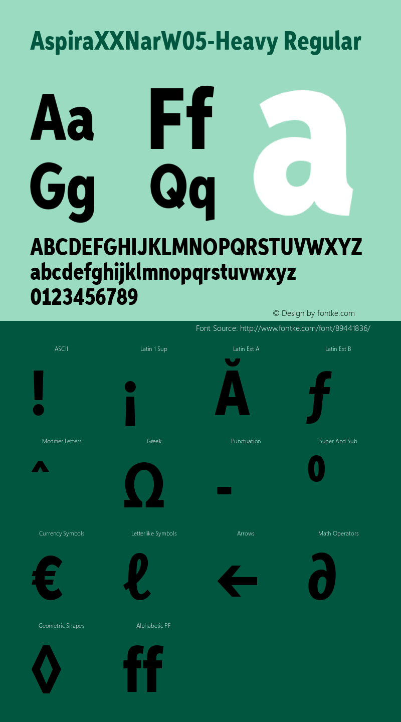 Aspira XXNar W05 Heavy Version 1.50 Font Sample