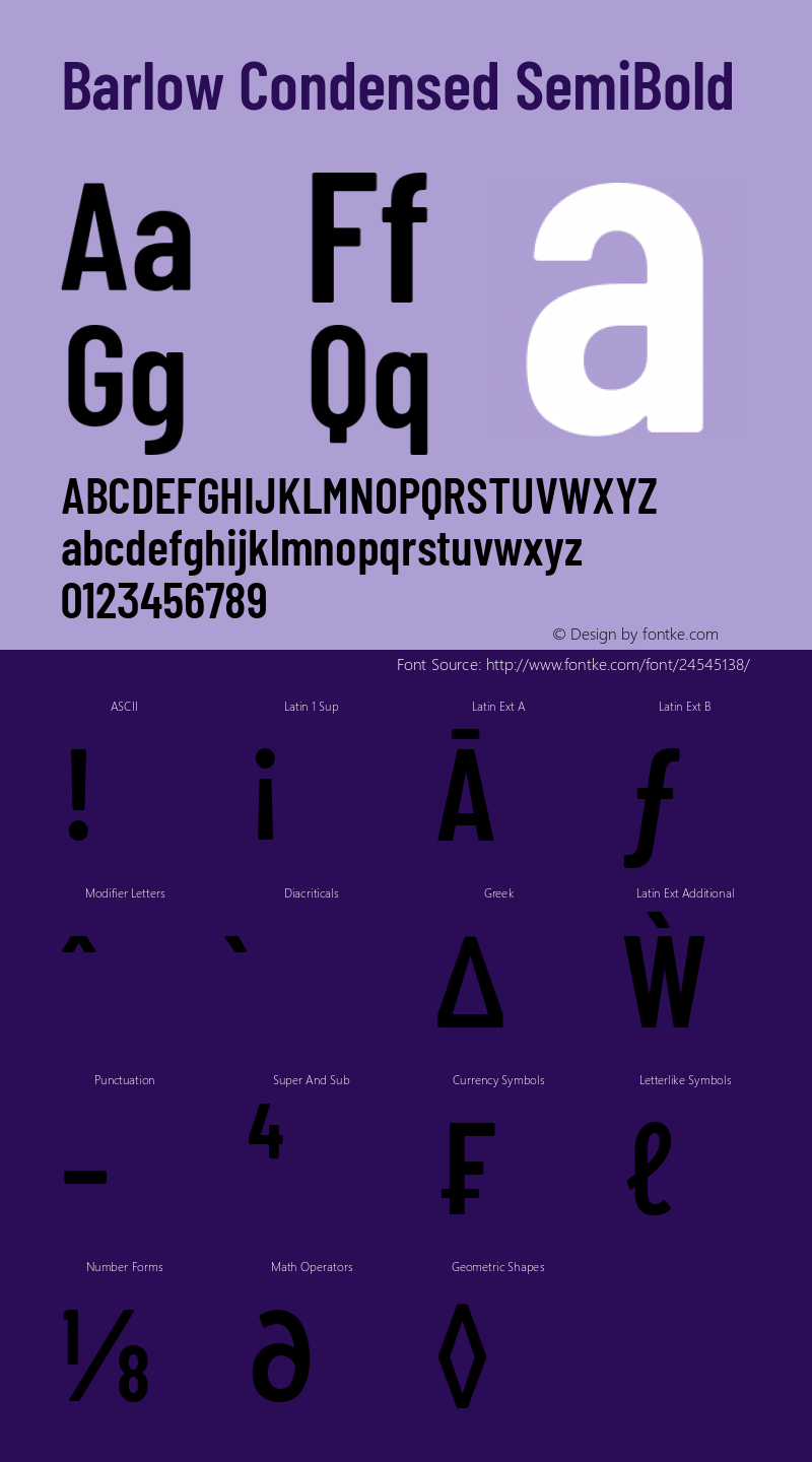 Barlow Condensed SemiBold Version 1.101 Font Sample