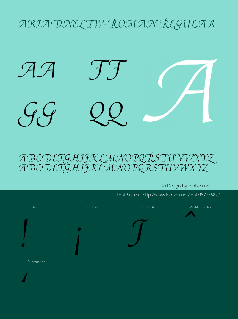 AriadneLTW90-Roman Regular Version 1.00 Font Sample