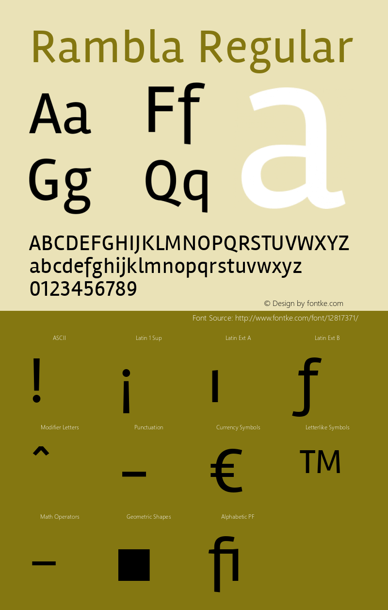 Rambla Regular Version 001.000 Font Sample