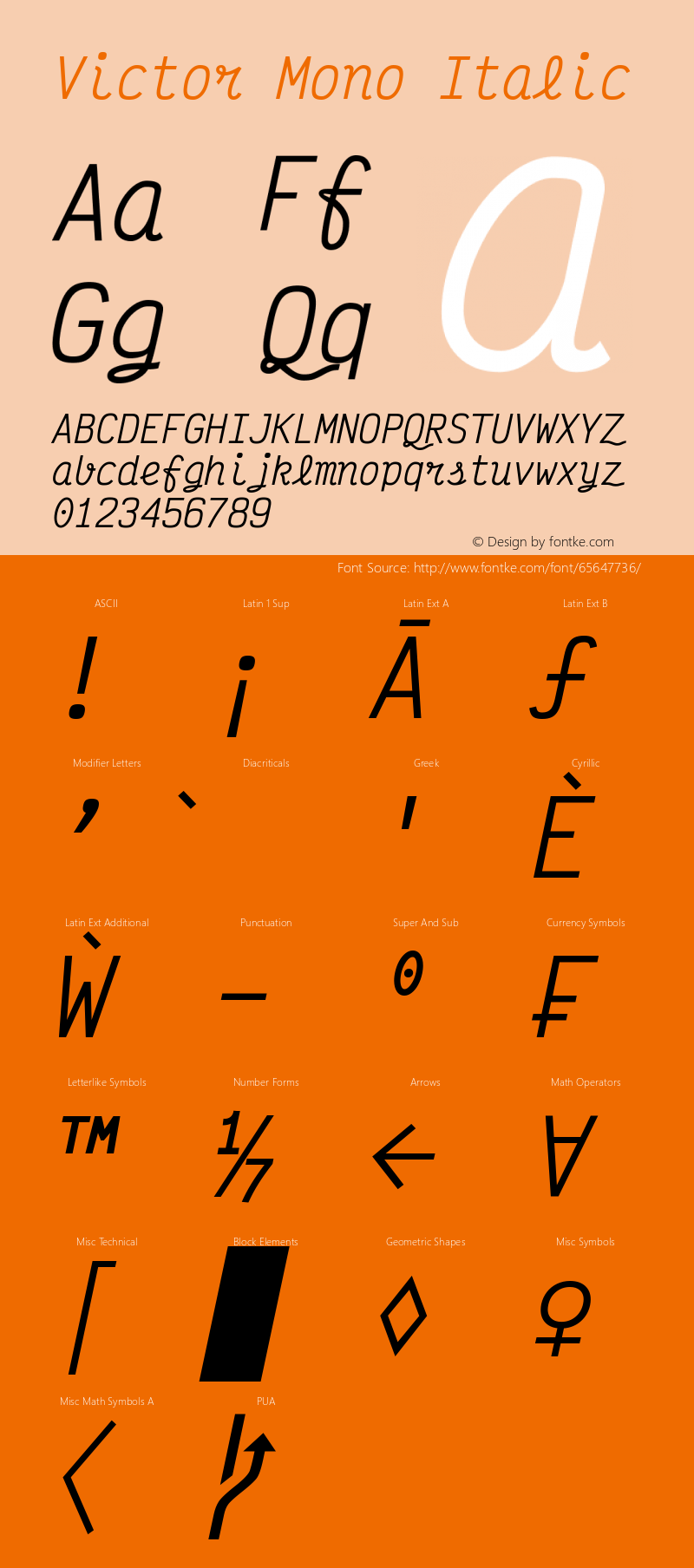 Victor Mono Italic Version 1.310 Font Sample