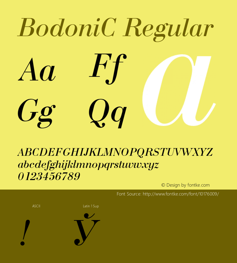 BodoniC Regular 001.000 Font Sample