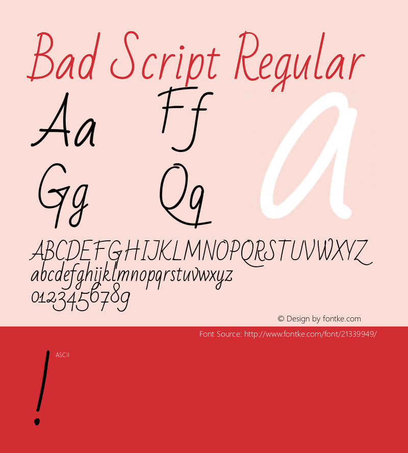 BadScript Version 1.0 Font Sample