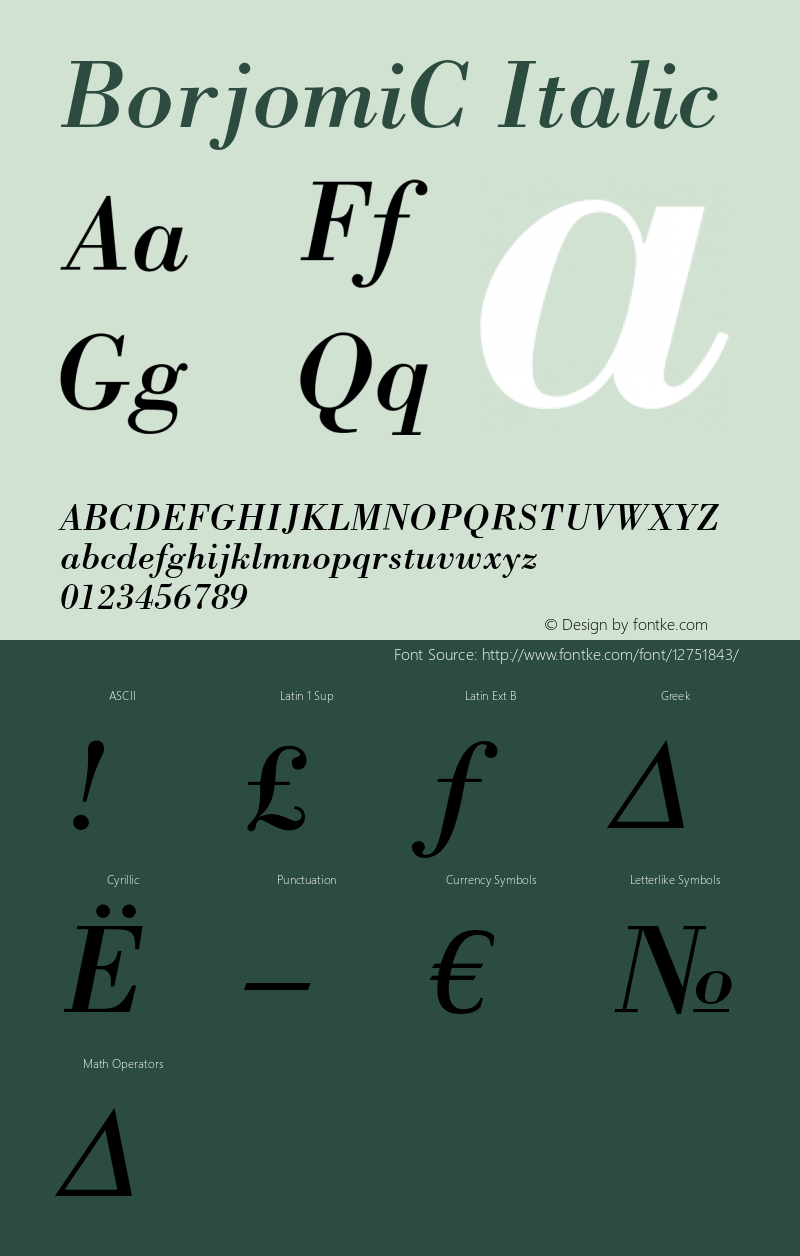 BorjomiC Italic OTF 1.0;PS 001.000;Core 116;AOCW 1.0 161 Font Sample