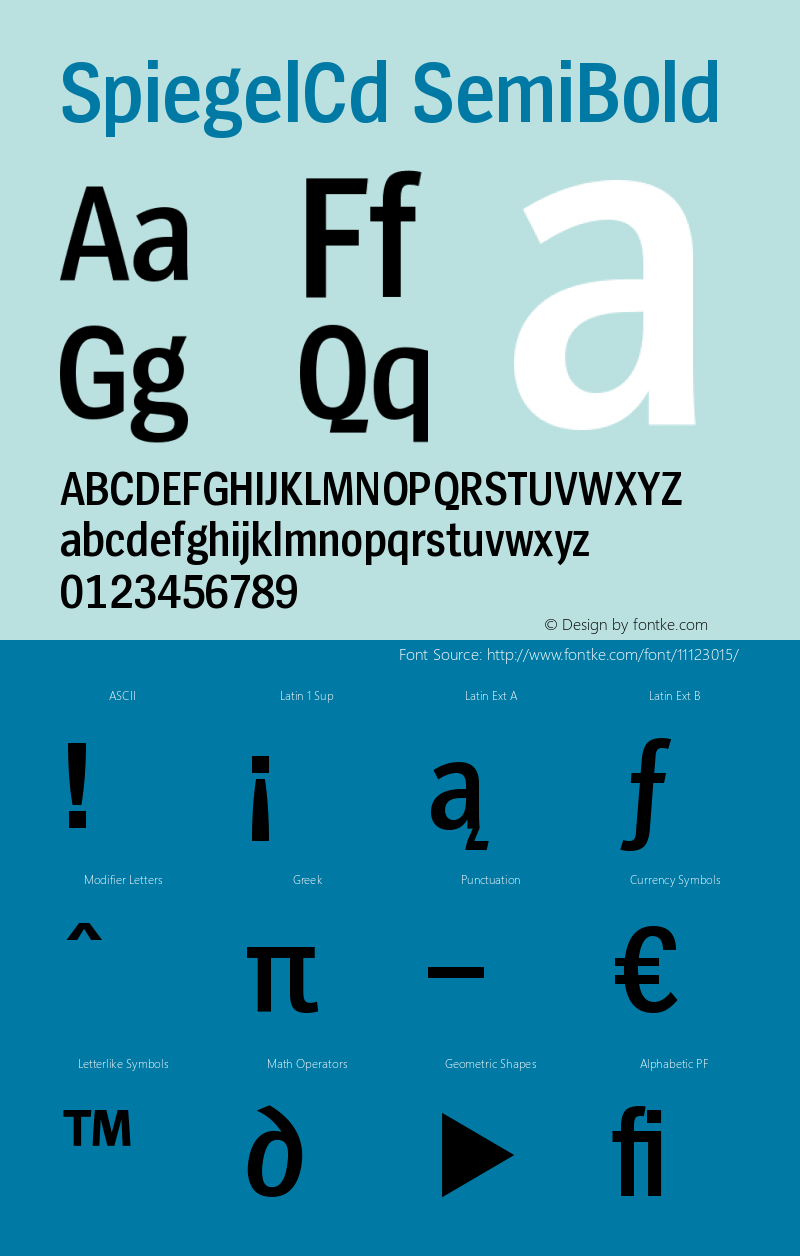 SpiegelCd SemiBold Version 001.003 Font Sample