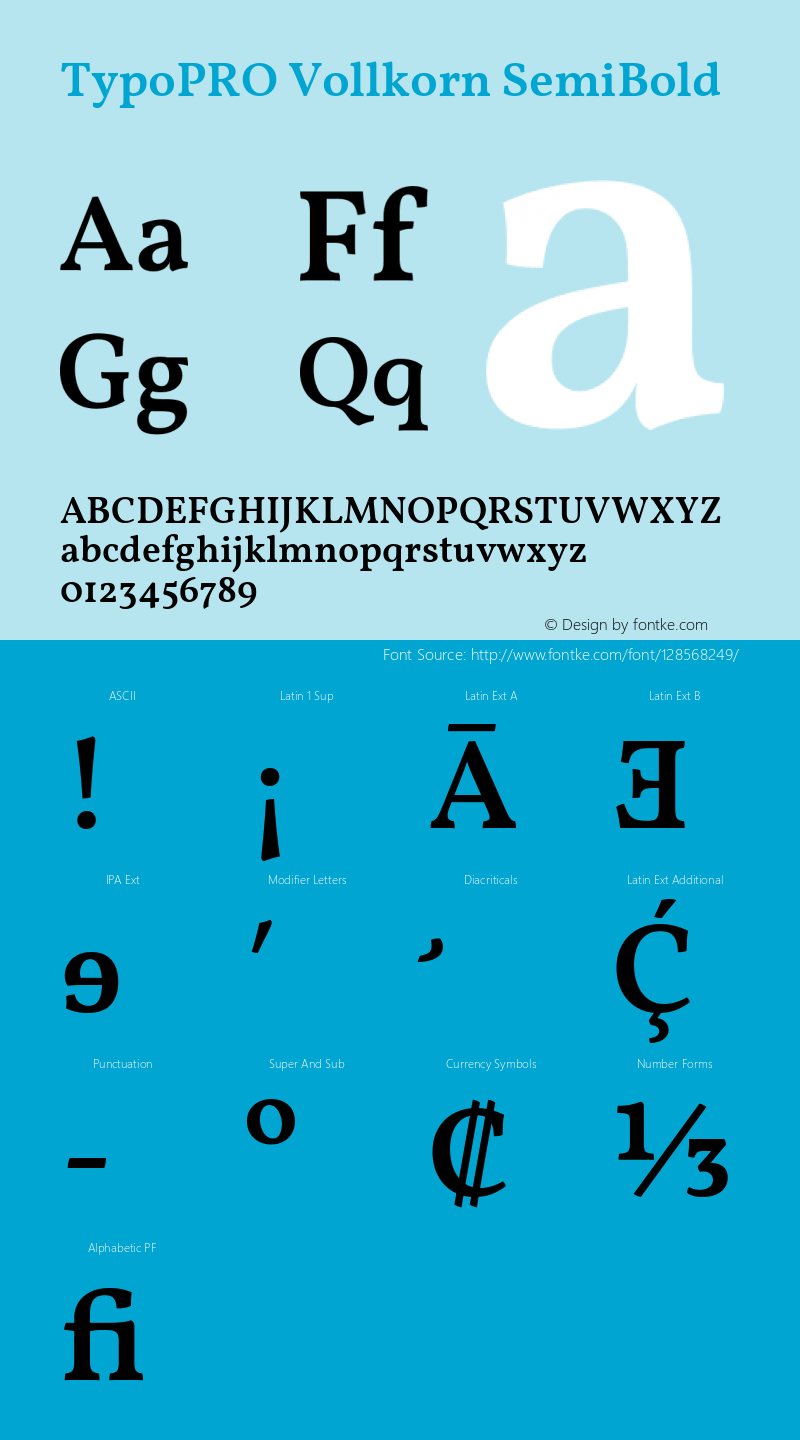 TypoPRO Vollkorn SemiBold Version 5.000; ttfautohint (v1.8.3) Font Sample