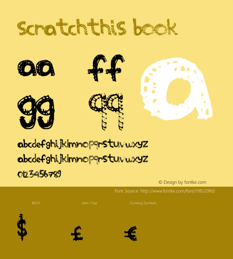 ScratchThis Book Version 1.00 November 27, 20 Font Sample