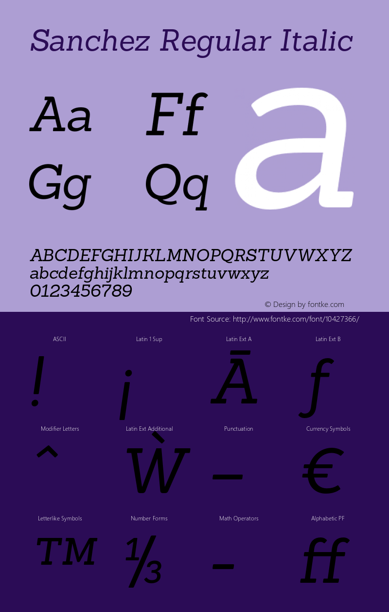 Sanchez Regular Italic 001.001 Font Sample