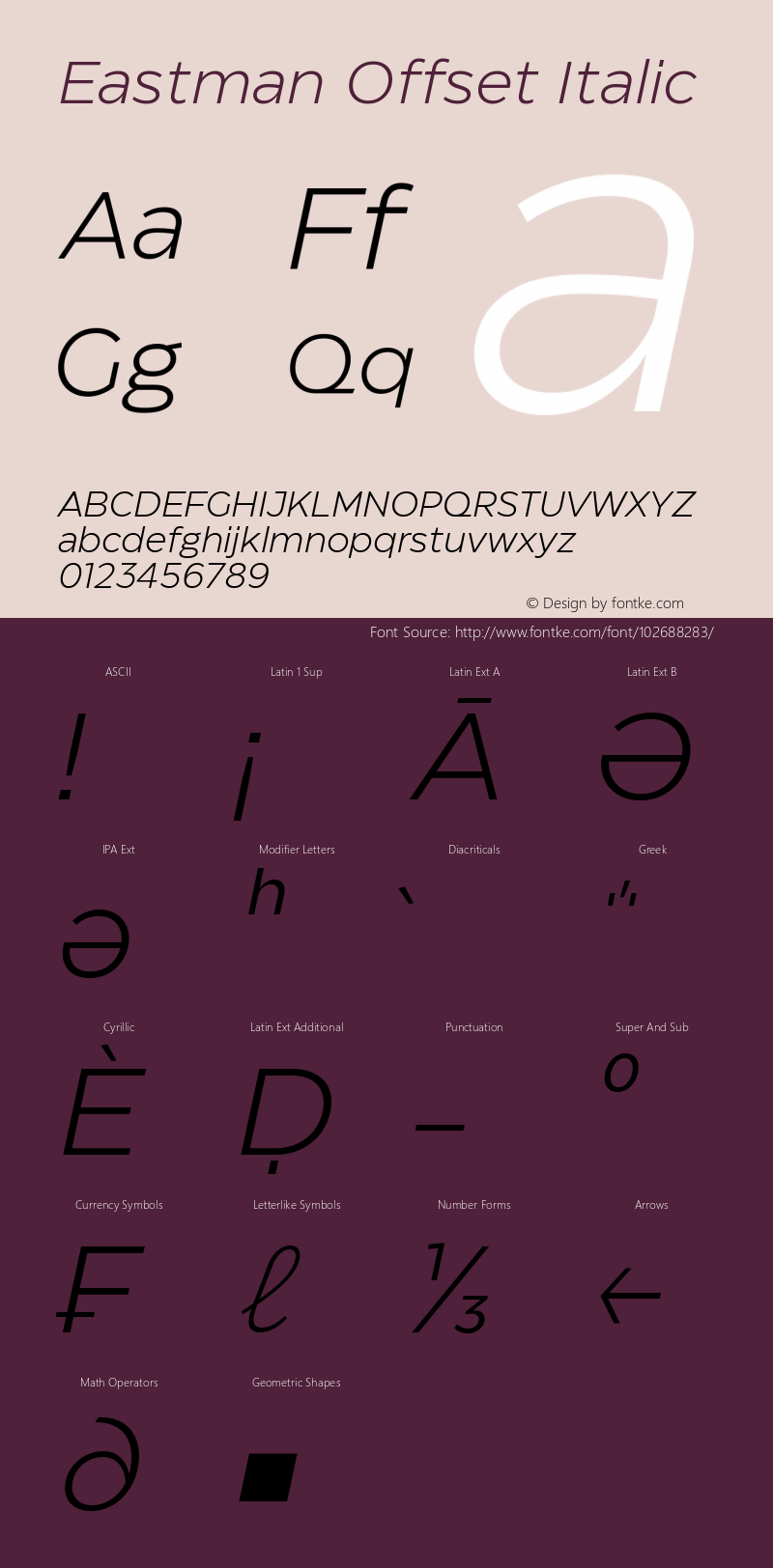 Eastman Offset Italic 1.001 Font Sample