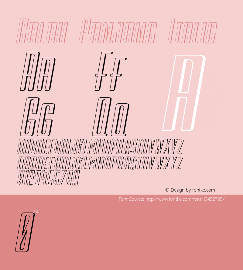 Galah Panjang Italic Version 001.000 Font Sample