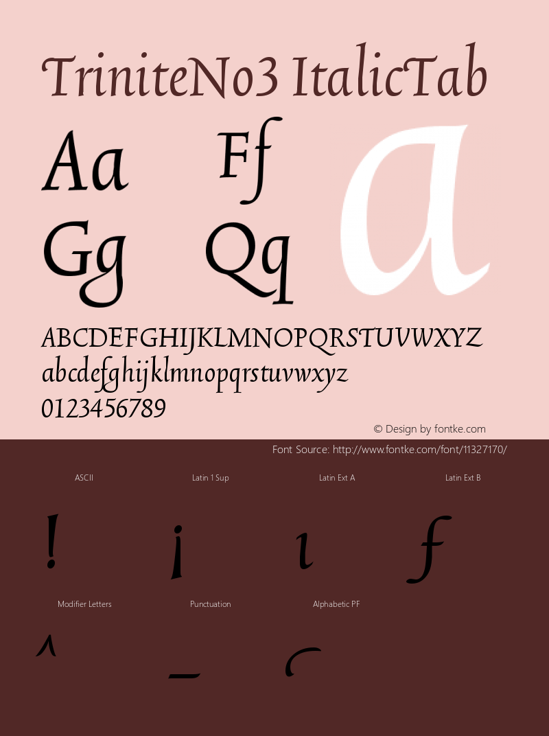 TriniteNo3 ItalicTab Version 001.000 Font Sample