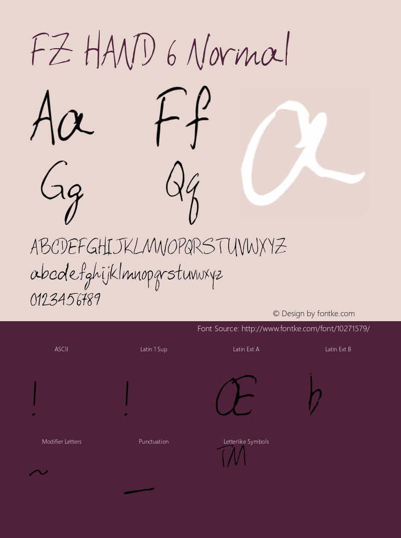 FZ HAND 6 Normal 1.0 Tue Apr 26 12:31:48 1994 Font Sample