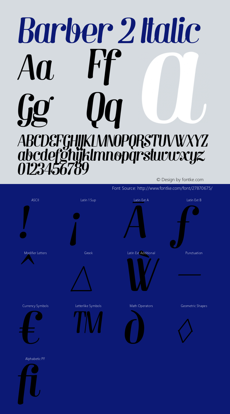 Barber2-Italic Version 1.000 Font Sample