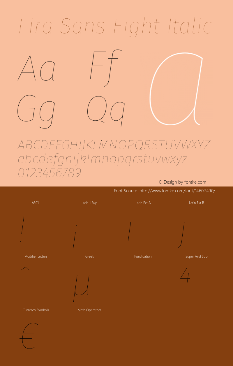 Fira Sans Eight Italic Version 3.111 Font Sample