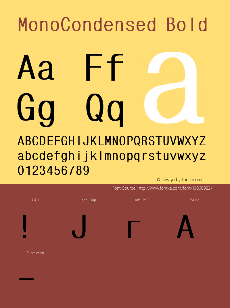 MonoCondensed Bold Converted from t:\MONOCOND.BF1 by ALLTYPE Font Sample