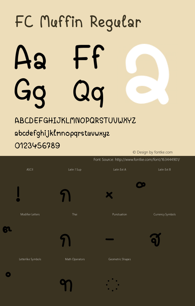 FC Muffin Regular Version 1.00 2020 by Fontcraft: Suwisa Sae-ueng Font Sample