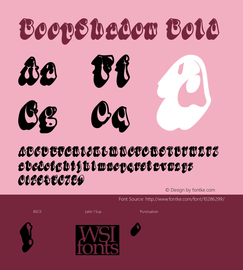 BoopShadow Bold Macromedia Fontographer 4.1.5 5/17/98 Font Sample