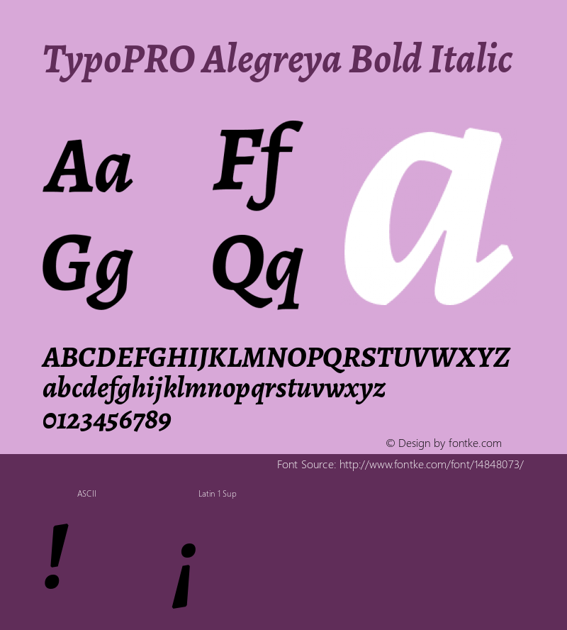 TypoPRO Alegreya Bold Italic Version 1.003 Font Sample