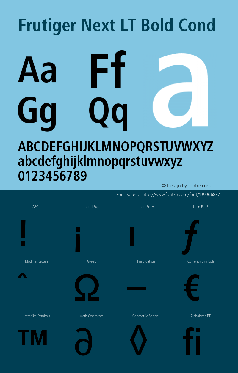 FrutigerNextLT-BoldCond Version 001.001; t1 to otf conv Font Sample