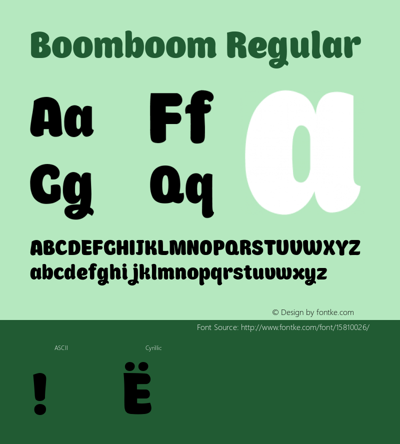 Boomboom Regular Version 1.000; ttfautohint (v1.4.1) Font Sample