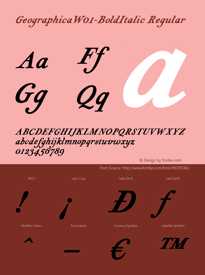 GeographicaW01-BoldItalic Regular Version 1.60 Font Sample