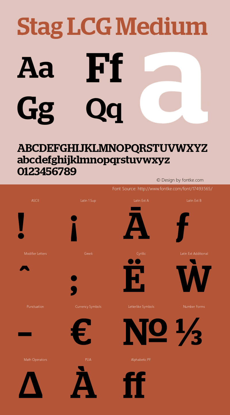 Stag LCG Medium Version 2.100; 2015 Latin, Greek, and Cyrillic Font Sample
