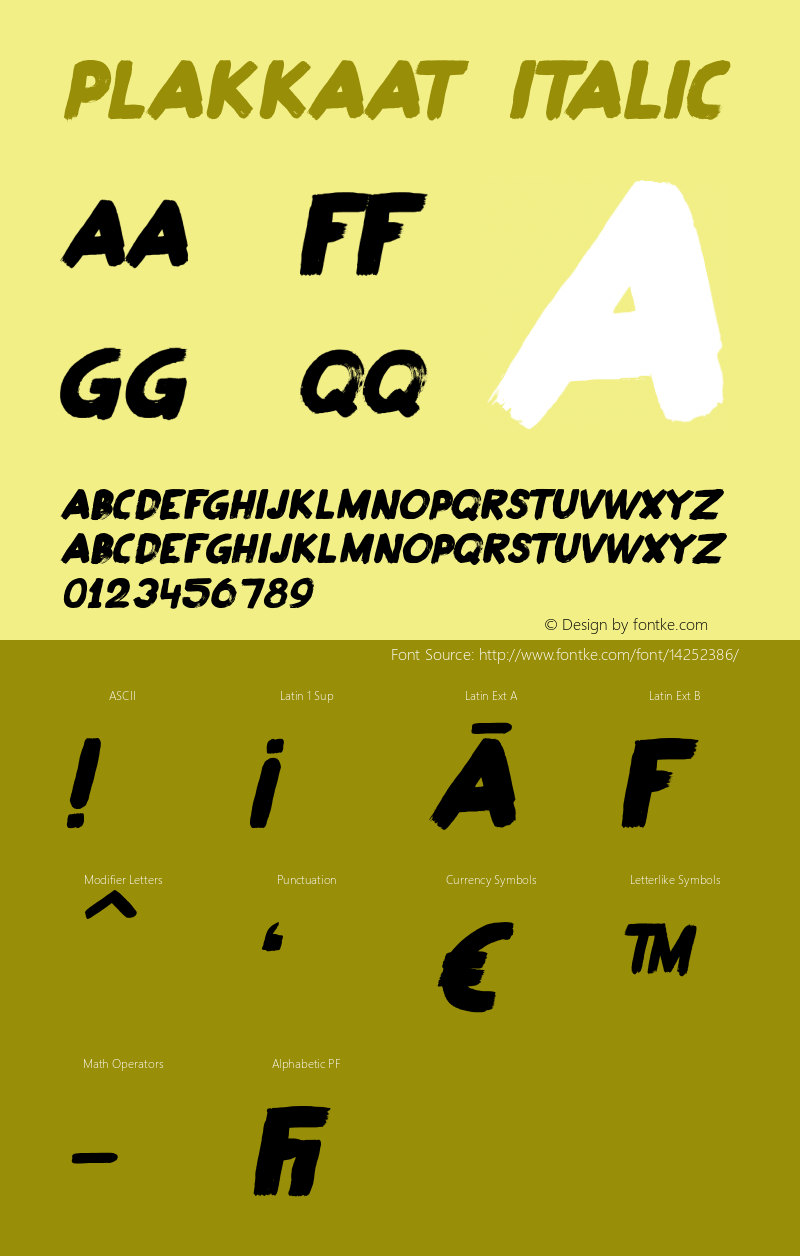 Plakkaat Italic Version 1.007 Font Sample