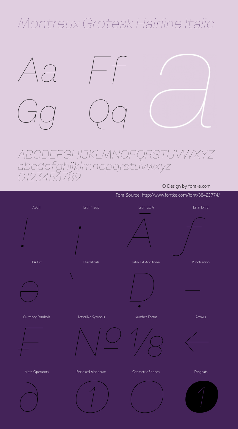 Montreux Grotesk Hairline Italic Version 1.000;hotconv 1.0.109;makeotfexe 2.5.65596 Font Sample