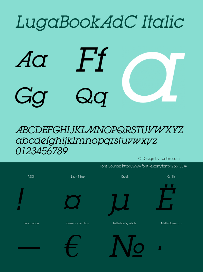 LugaBookAdC Italic OTF 1.0;PS 1.000;Core 116;AOCW 1.0 161 Font Sample