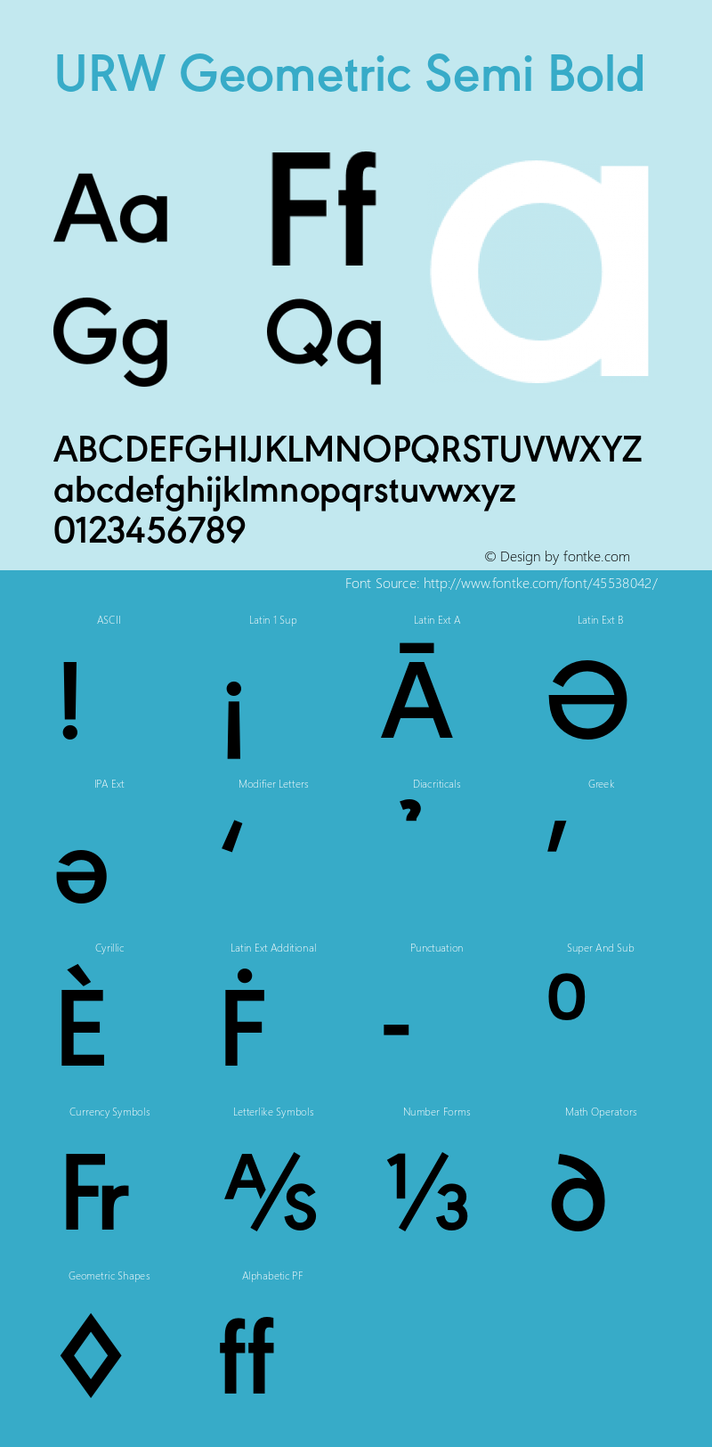 URWGeometric-SemiBold Version 1.000;PS 1.00;hotconv 1.0.57;makeotf.lib2.0.21895 Font Sample