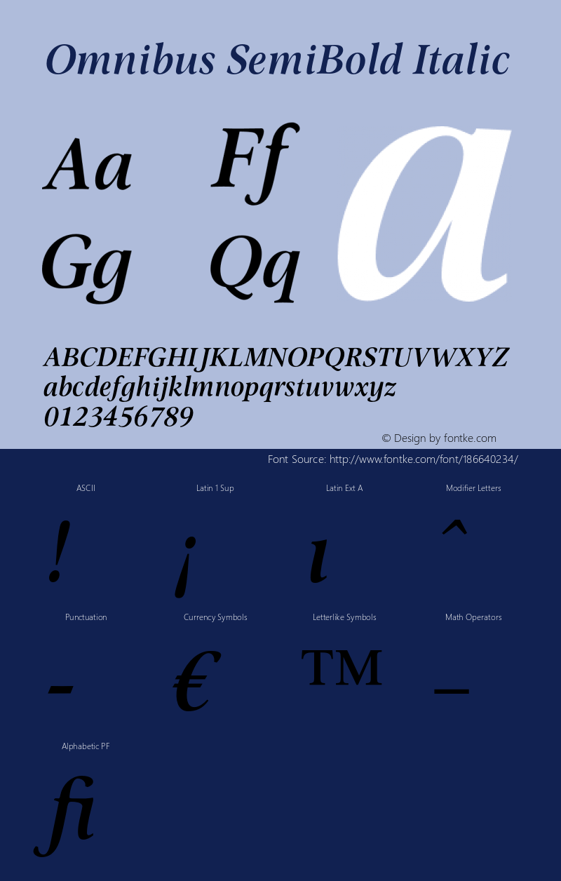 OmnibusSemiBold-Italic Version 1.10图片样张