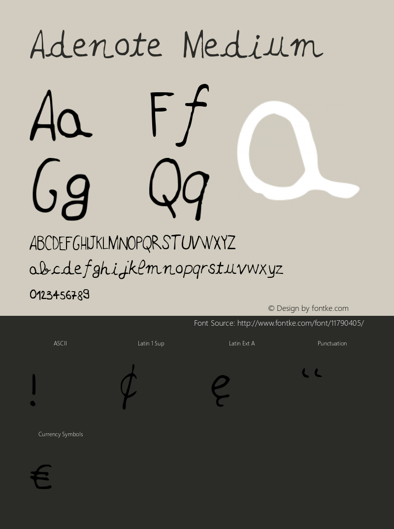 Adenote Medium Version 001.000 Font Sample