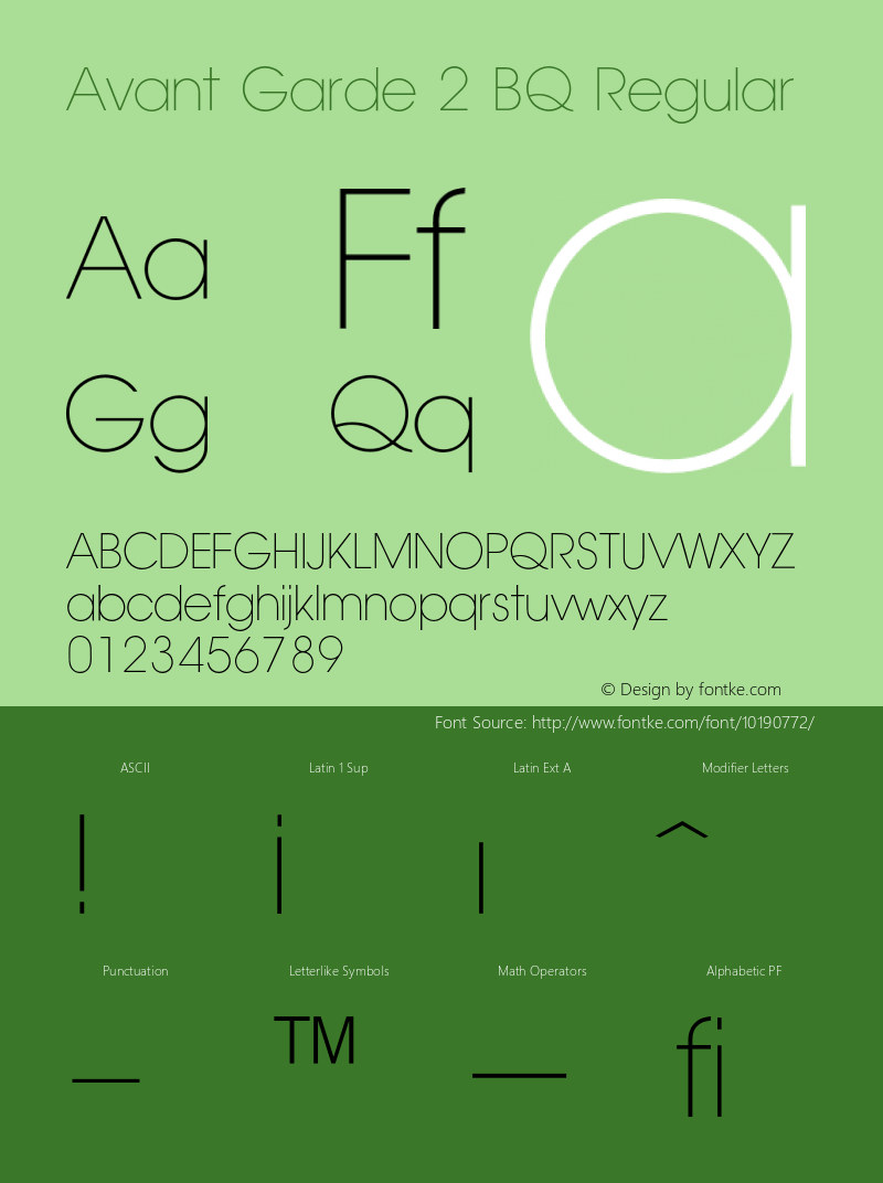 Avant Garde 2 BQ Regular 001.000 Font Sample