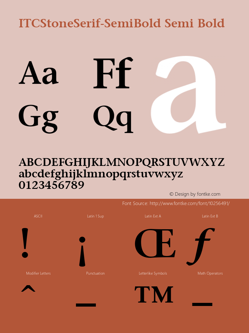 ITCStoneSerif-SemiBold Semi Bold Version 1.00 Font Sample